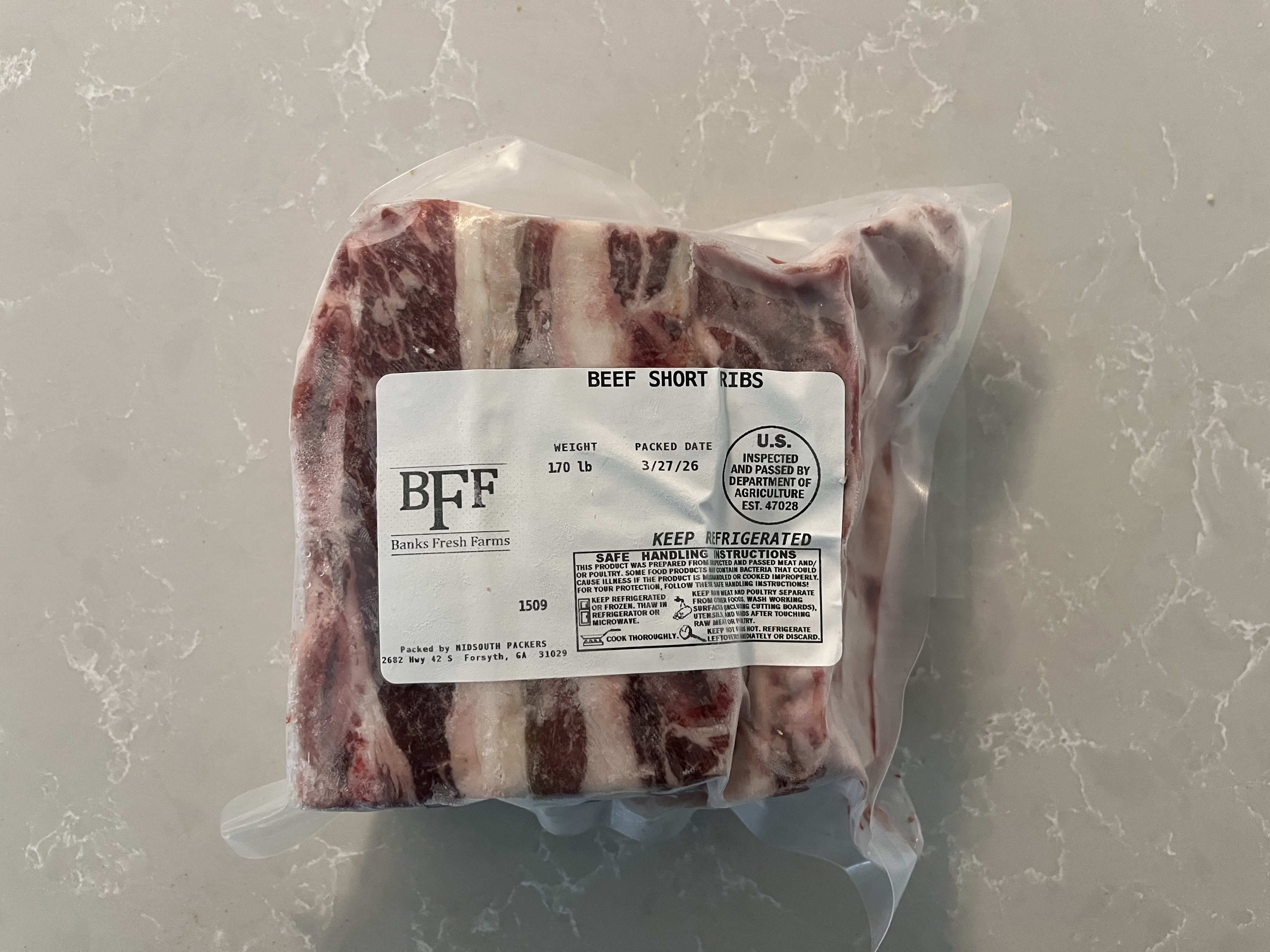 BFF Short Ribs — vacuum sealed, USDA inspected