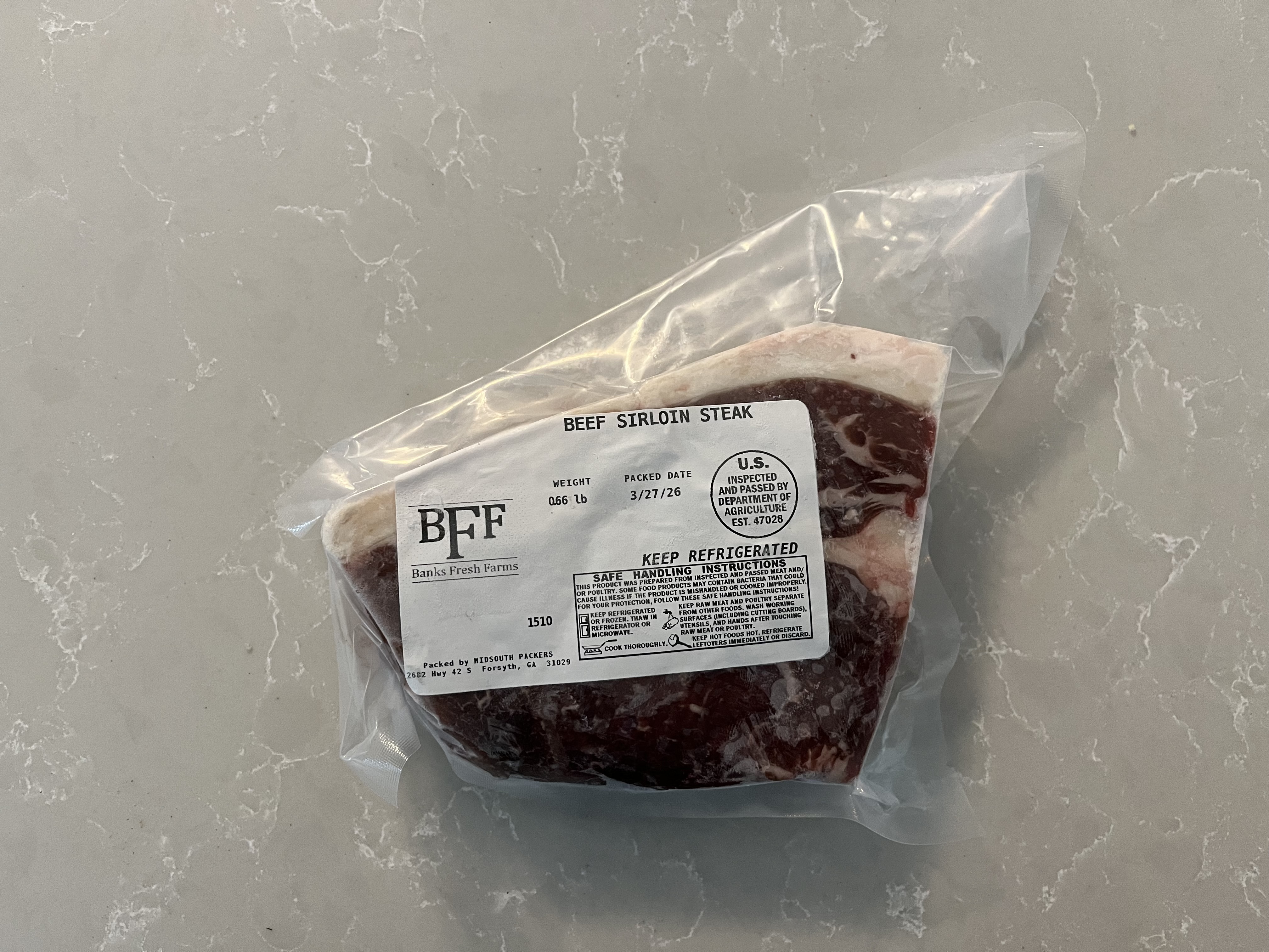 BFF Sirloin Steak — vacuum sealed, USDA inspected